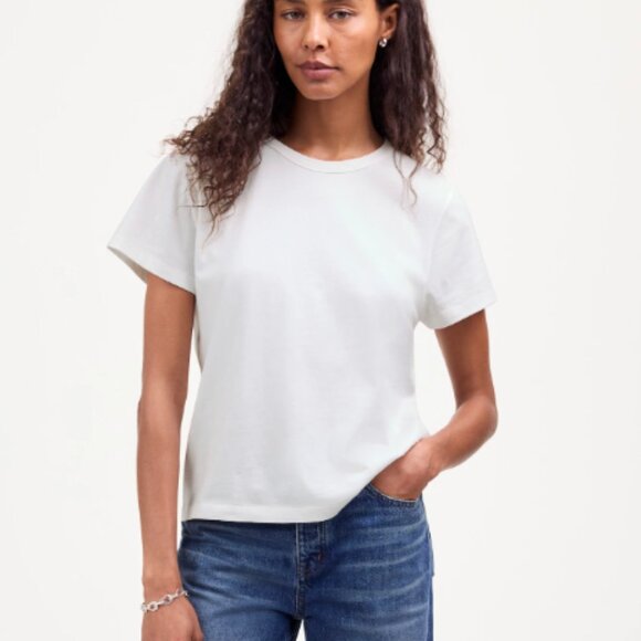 "Cotton Perfect Crewneck Tee" by Madewell in Eyelet White NEW WITH TAGS - Picture 2 of 5
